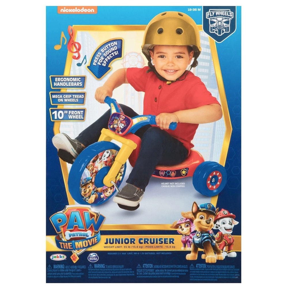 Paw Patrol The Movie Junior Cruiser Fly Wheels 10 Inch Tricycle Sound Effects